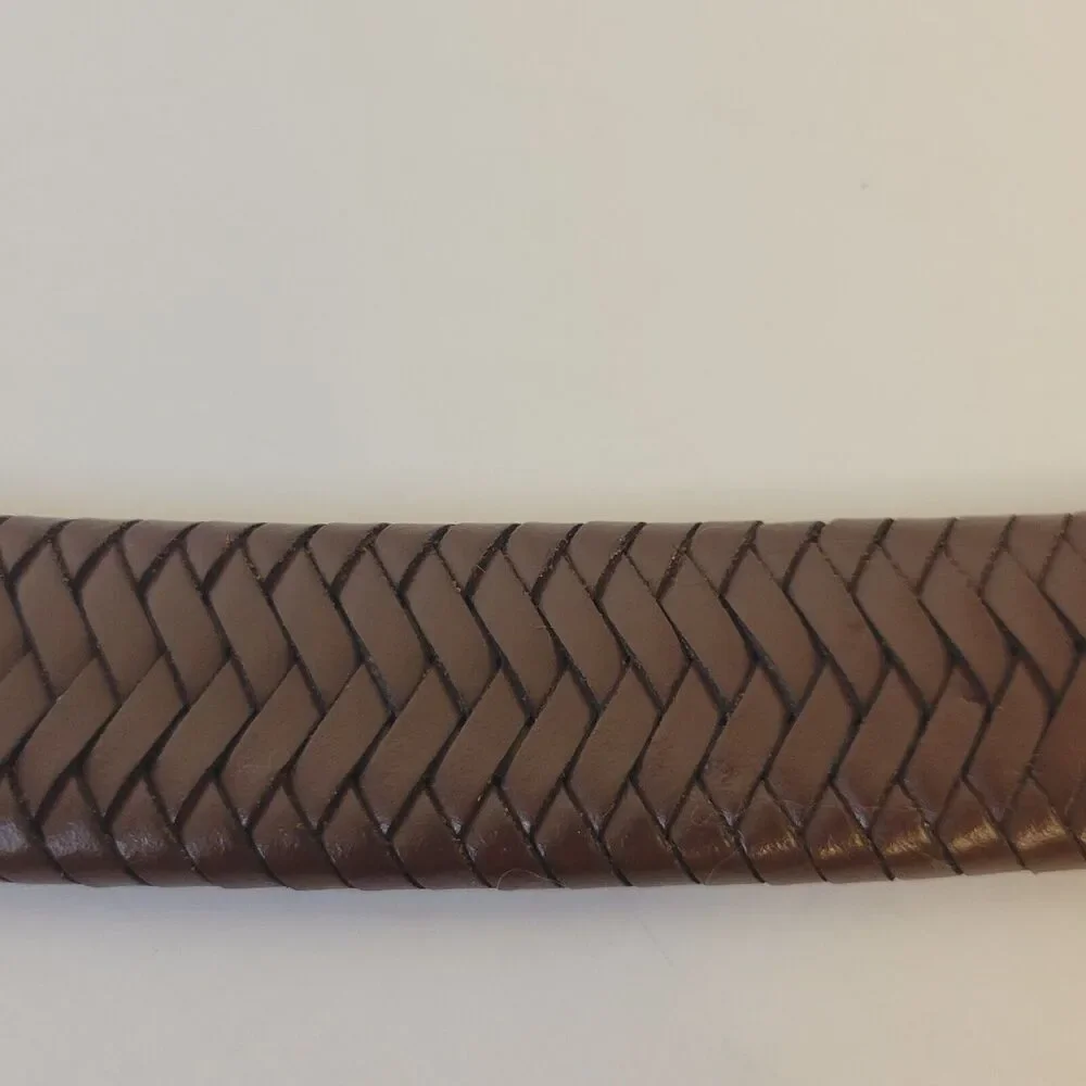 Classic Unisex Belt Genuine Leather Double Braided Brown Color